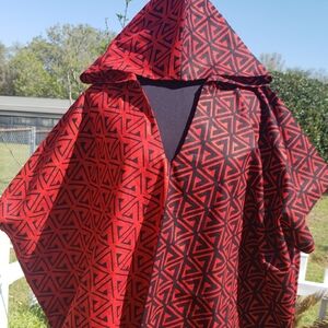 Geometric Red and Black Maxi Dress